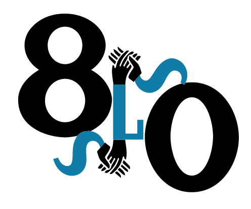 Stokholmas Latviešu skolas 80 gadu logotips ar savienotām rokām